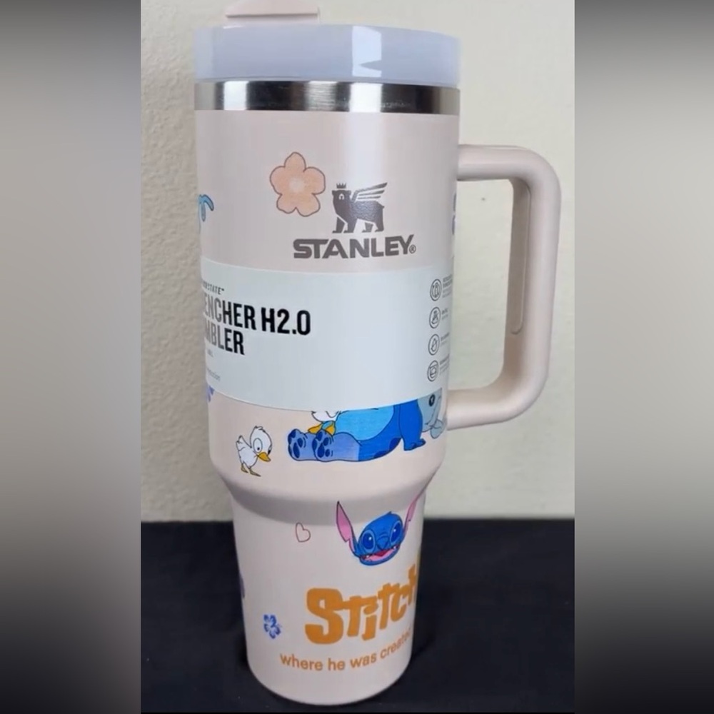 Stanley Quencher Tumbler with Blue Stitch Design